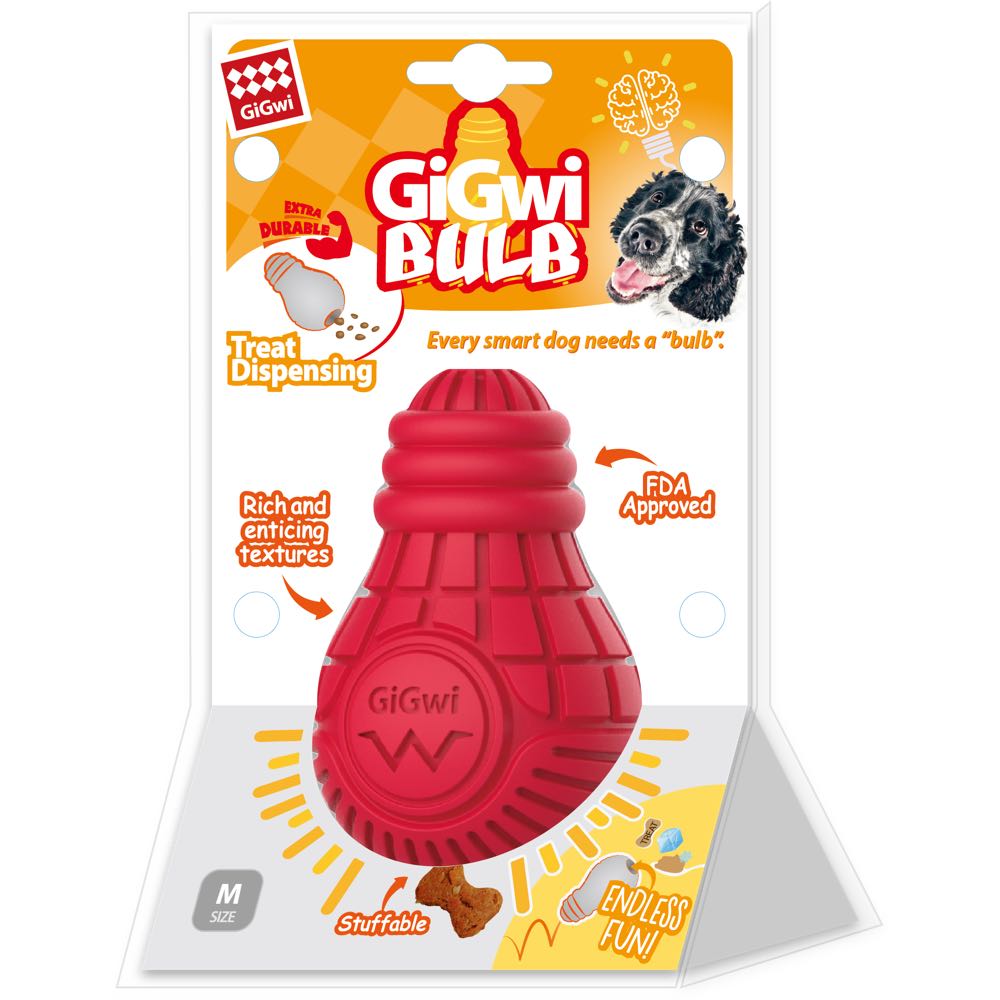 GiGwi Bulb Treat Dispenser Rubber Dog Toy (Medium)