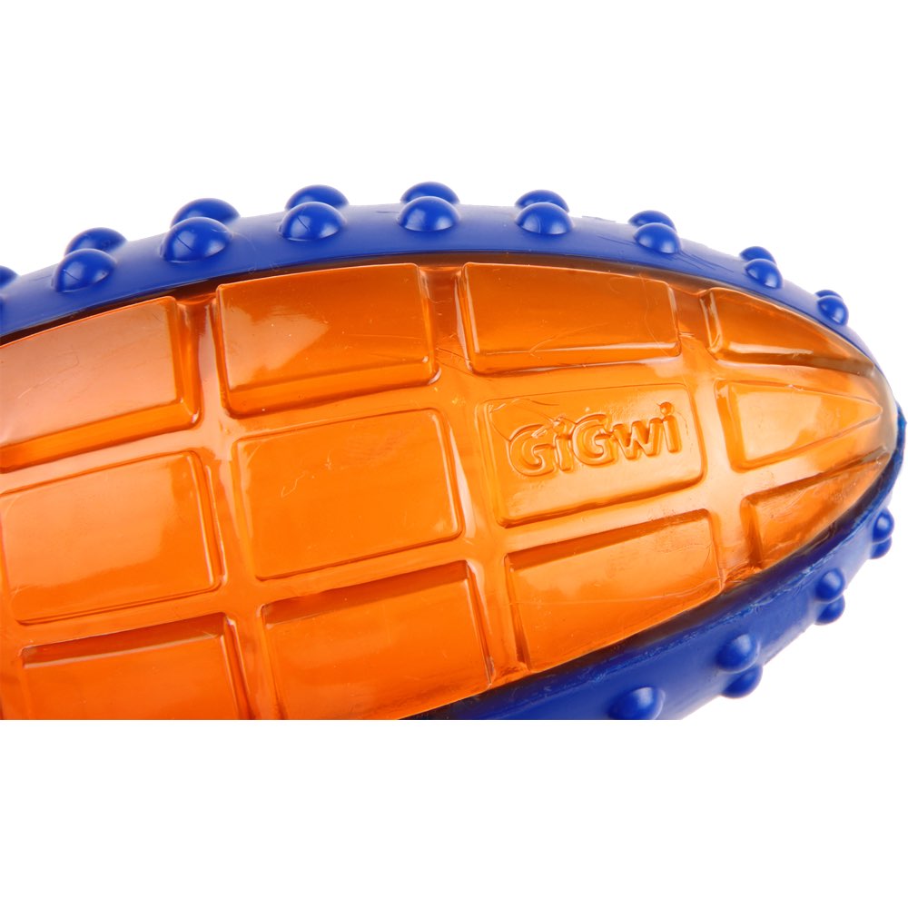 GiGwi Push To Mute Rugby Ball Dog Toy (Blue/Orange)